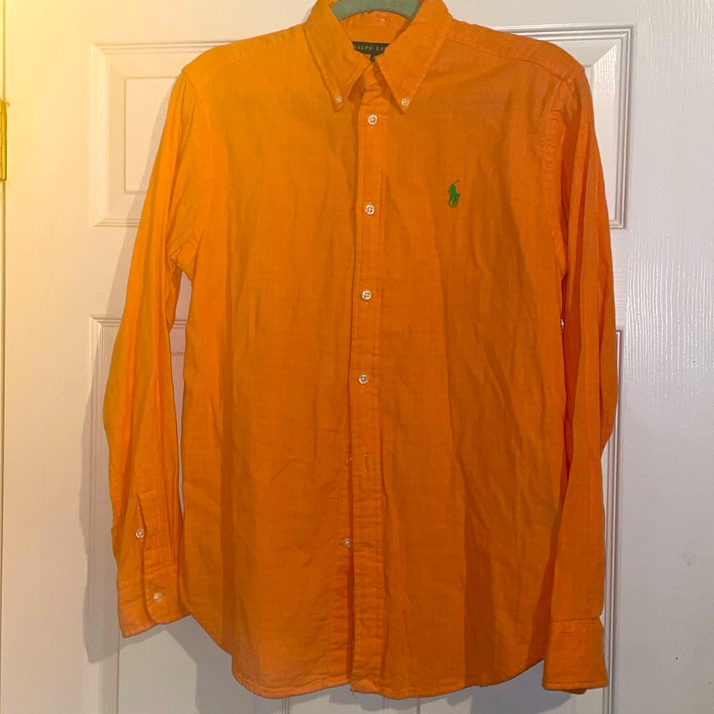 Women’s Ralph Lauren orange button down long sleeve